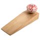Red Zinnia Flower Ceramic Wooden Door Stopper